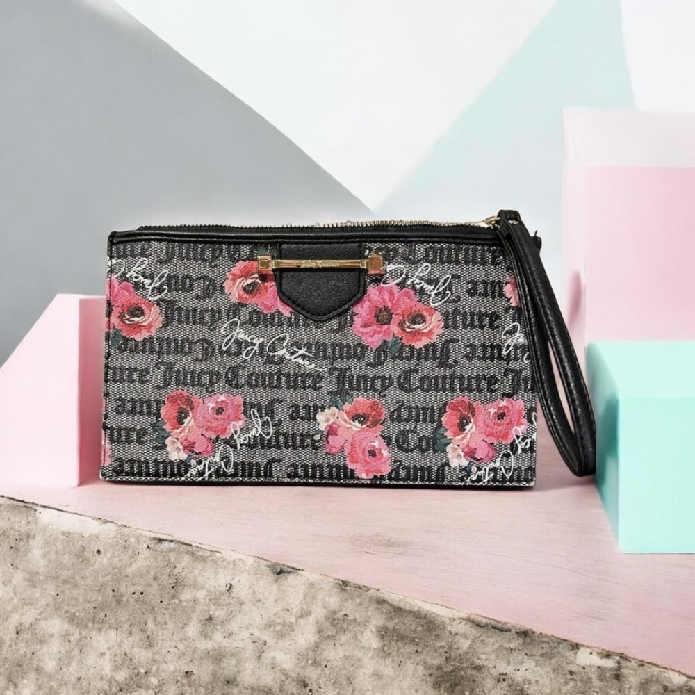 Juicy Couture Floral Print Clutch - Black and Pink - Picture 10 of 10